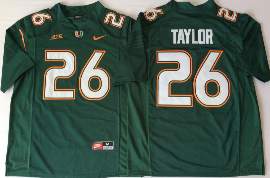 NCAA Men 2018 Miami Hurricanes Green 26 TAYLOR